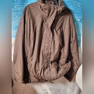 Columbia Brown Hooded Logo-Print Jacket